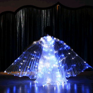 Blue and white Led Isis Wing Light Up Led Dance Capes With Telescopic Stick