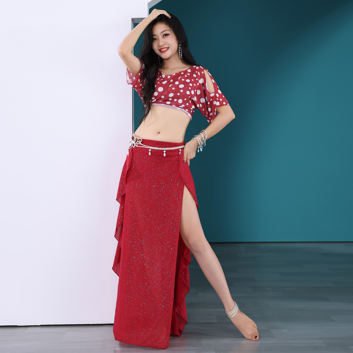 belly dance Training Oriental Dance Costumes Long Skirt With Spot S M L