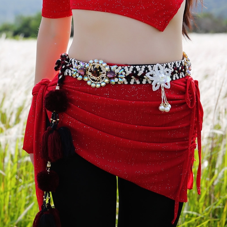 Tribal Belly Dance Hip Scarf With Crystal