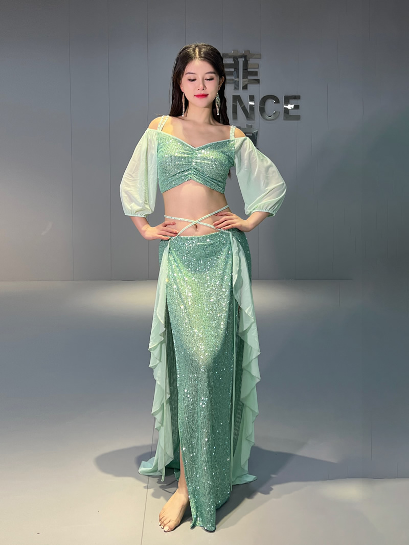 belly dance training costumes oriental dance tops and long skirt M L XL