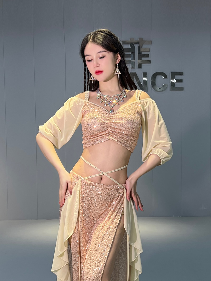 belly dance training costumes oriental dance tops and long skirt M L XL