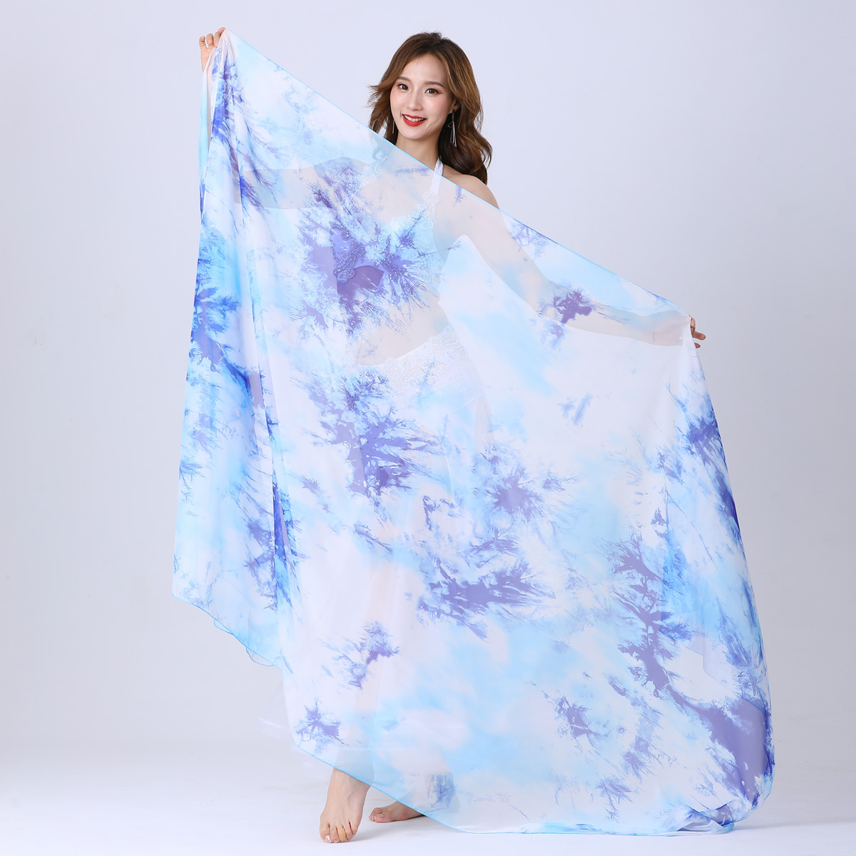 Dancewear tie dye belly dance veil for ladies 250 cm*120cm