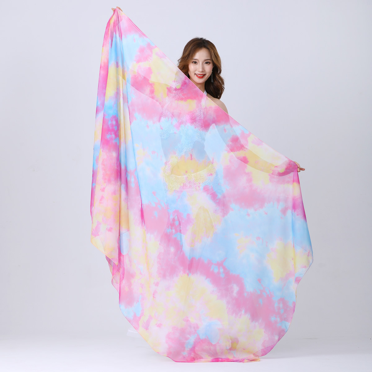 Dancewear tie dye belly dance veil for ladies 250 cm*120cm