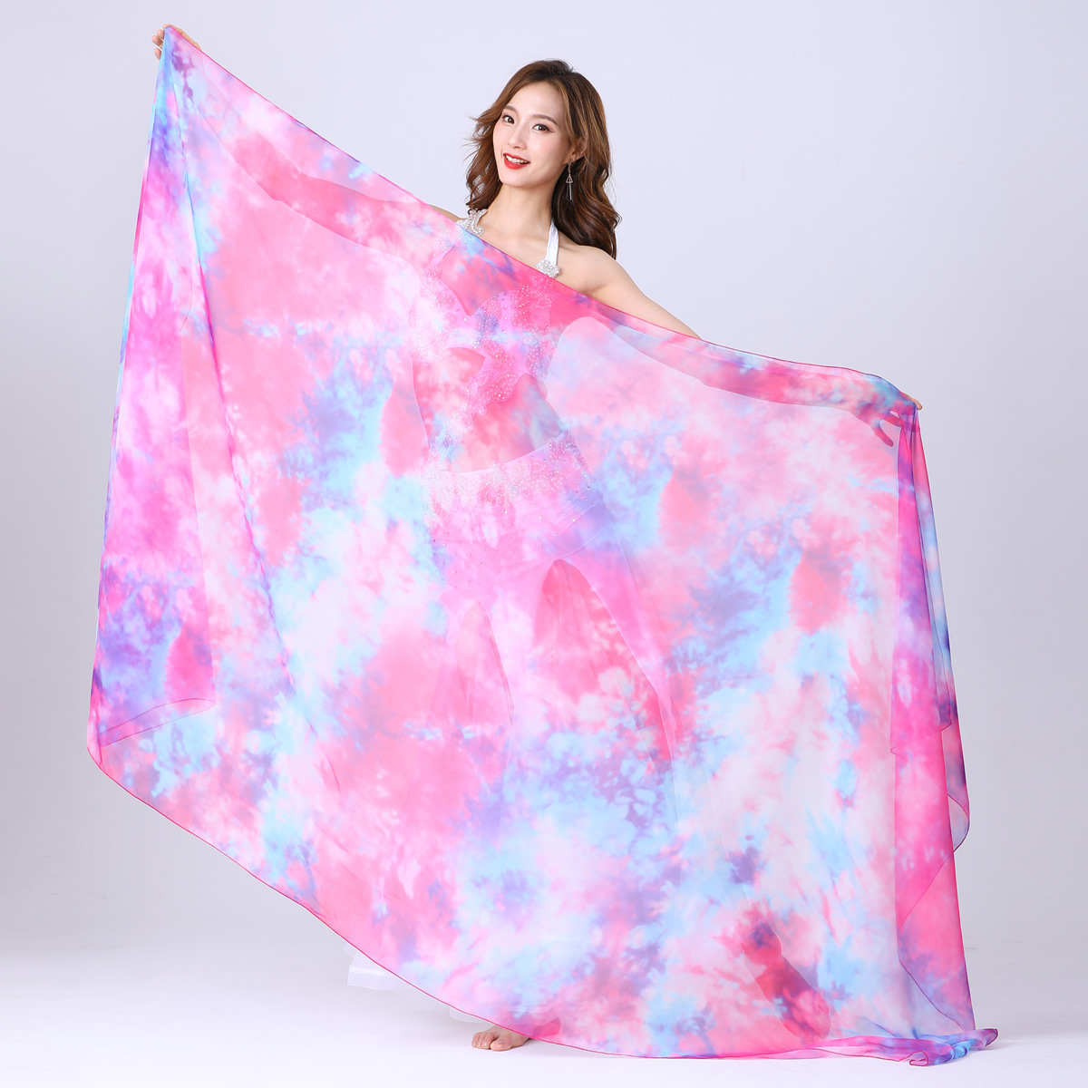 Dancewear tie dye belly dance veil for ladies 250 cm*120cm