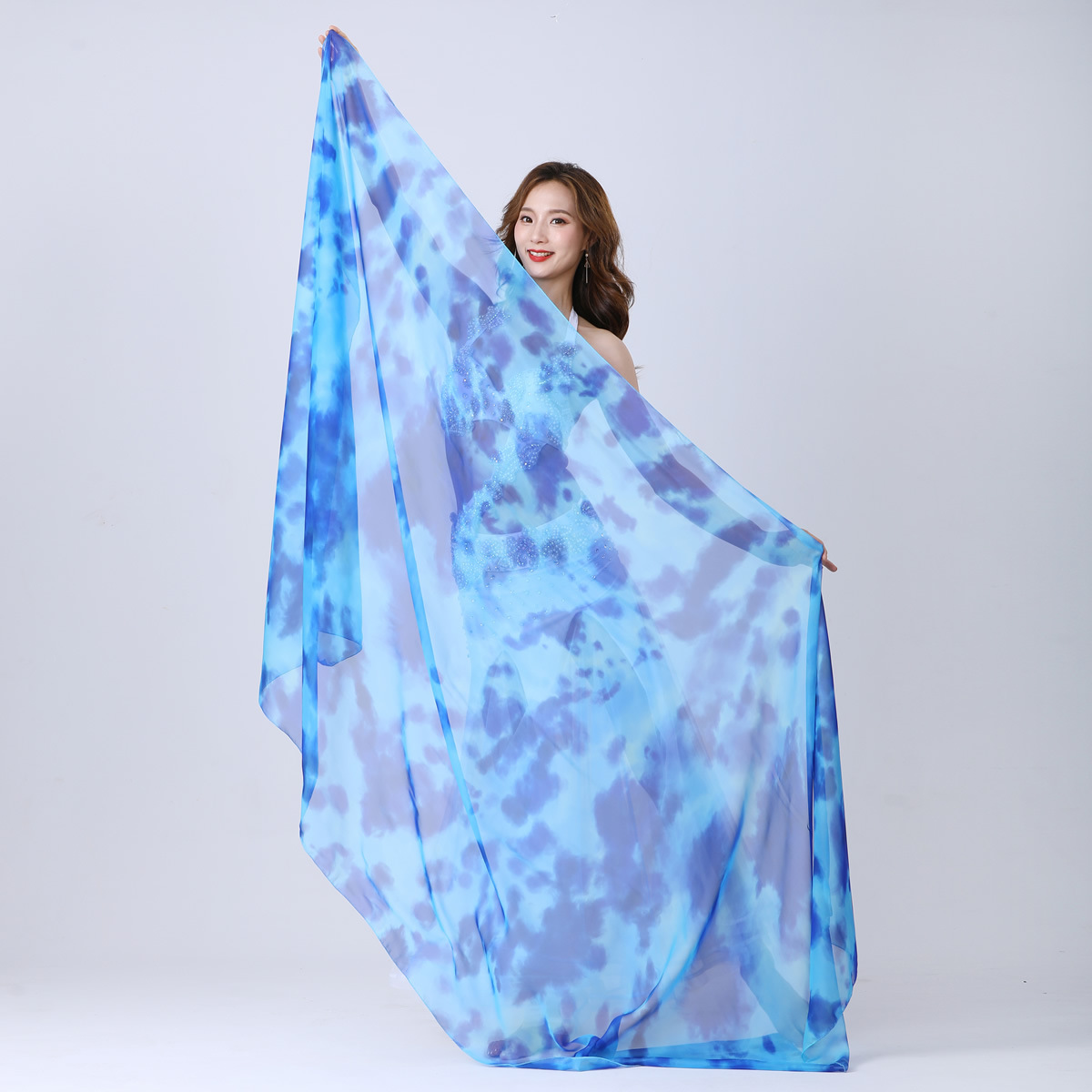 Dancewear tie dye belly dance veil for ladies 250 cm*120cm