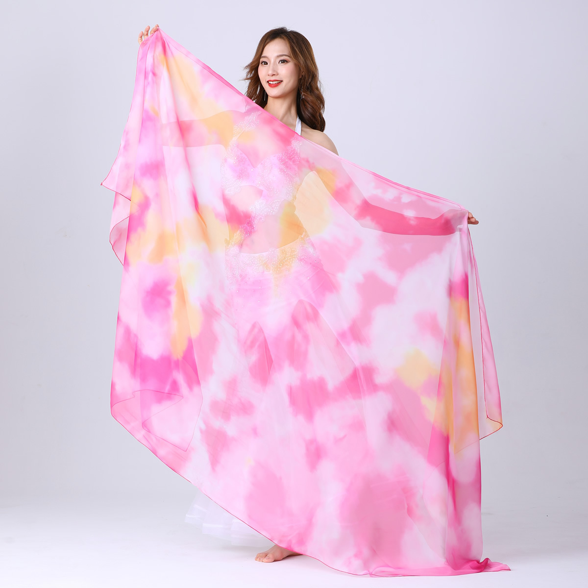 Dancewear tie dye belly dance veil for ladies 250 cm*120cm