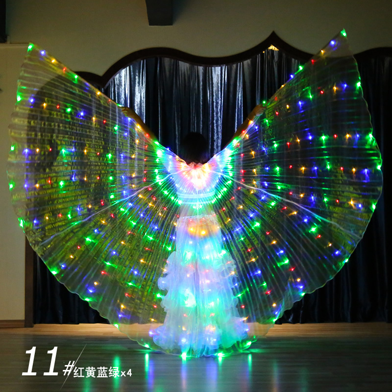 Led Light Up Belly Dance Capes Isis Wing with Stick For Ladies