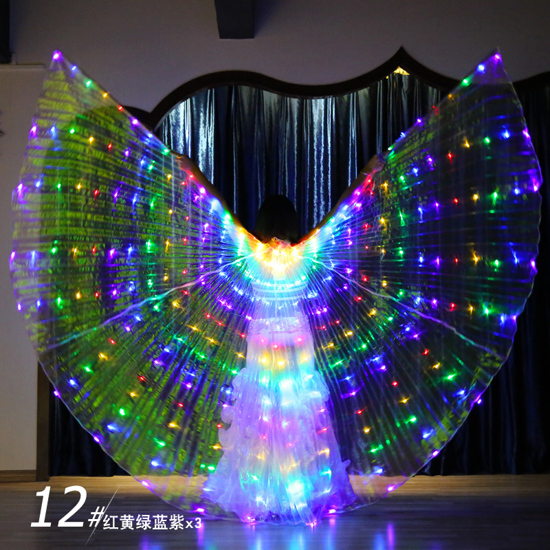 Led Light Up Belly Dance Capes Isis Wing with Stick For Ladies