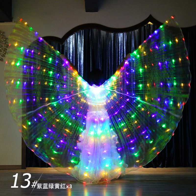 Led Light Up Belly Dance Capes Isis Wing with Stick For Ladies