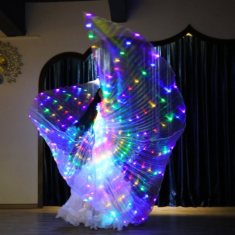 Led Light Up Belly Dance Capes Isis Wing with Stick For Ladies