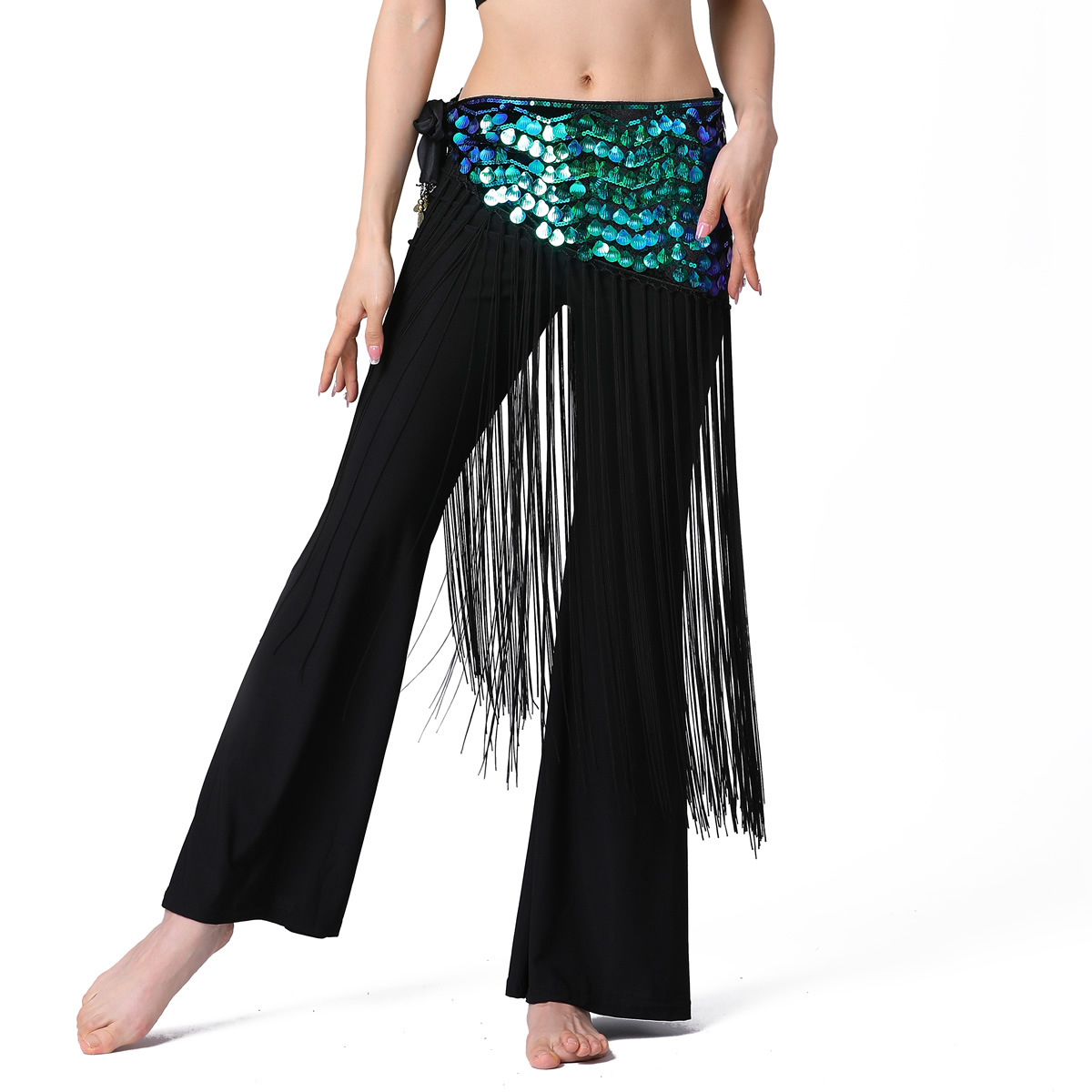 handmade belly dance hip scarf with long tassel Y1027