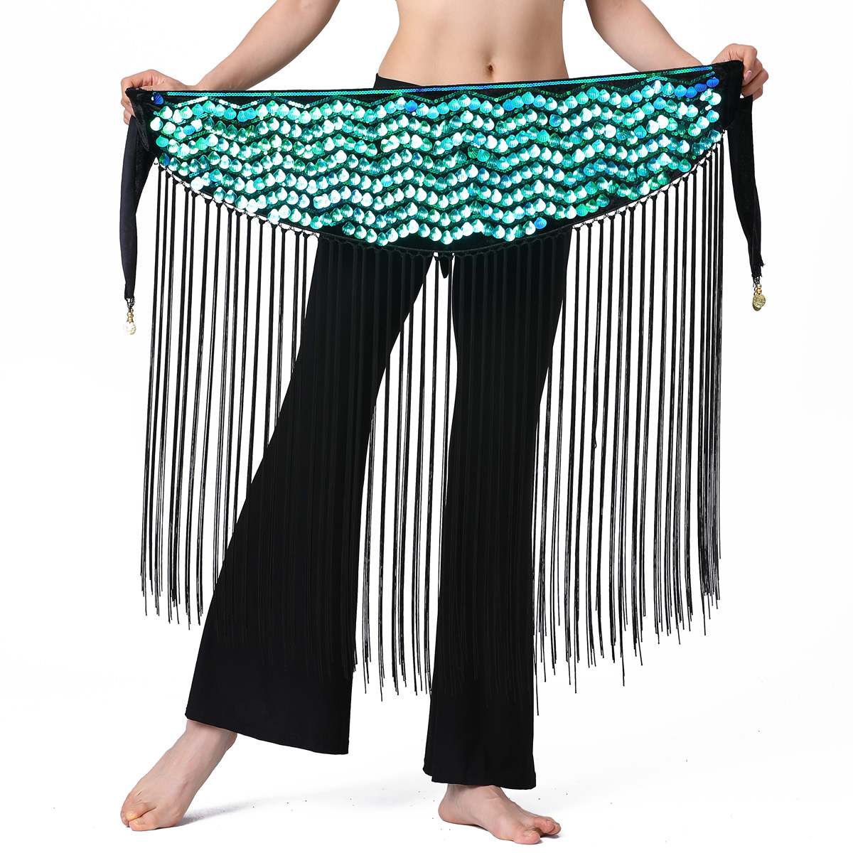 handmade belly dance hip scarf with long tassel Y1027