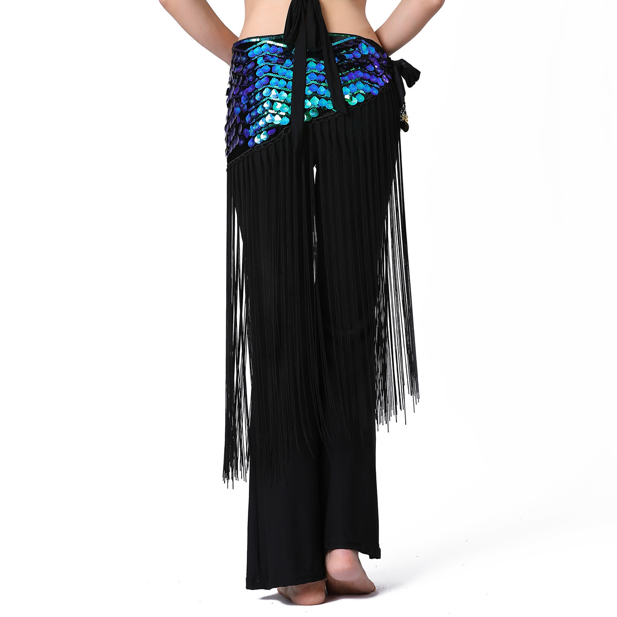 handmade belly dance hip scarf with long tassel Y1027