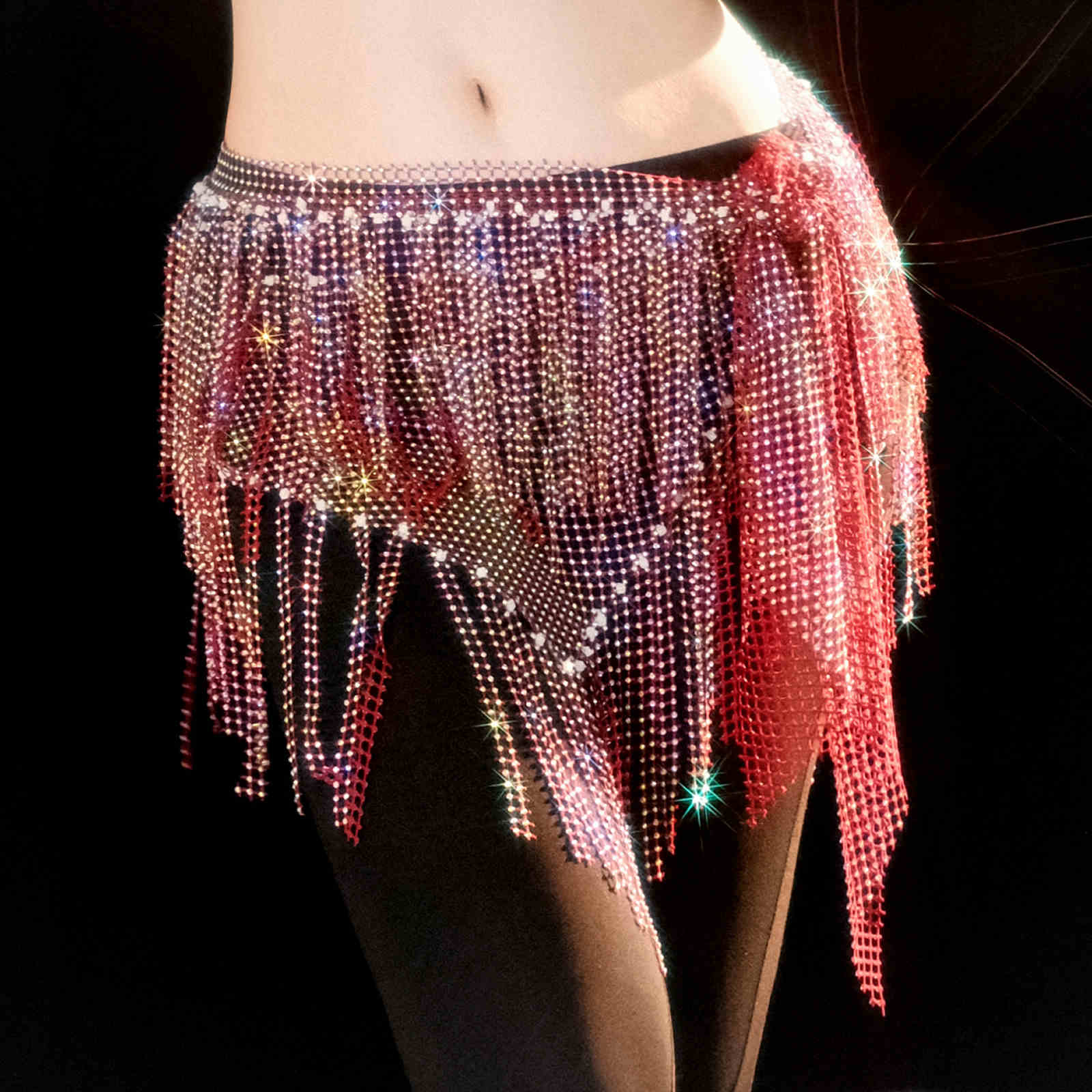 Handmade belly dance hip scarf belt with tassels Y1028