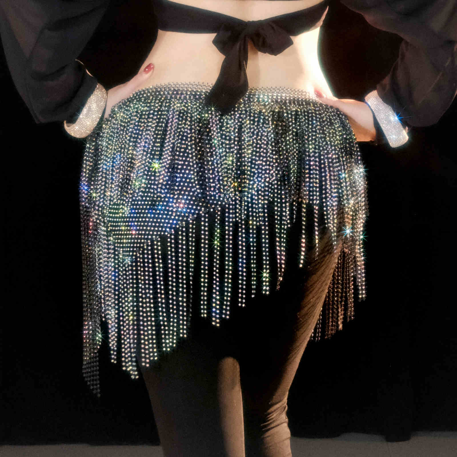 Handmade belly dance hip scarf belt with tassels Y1029