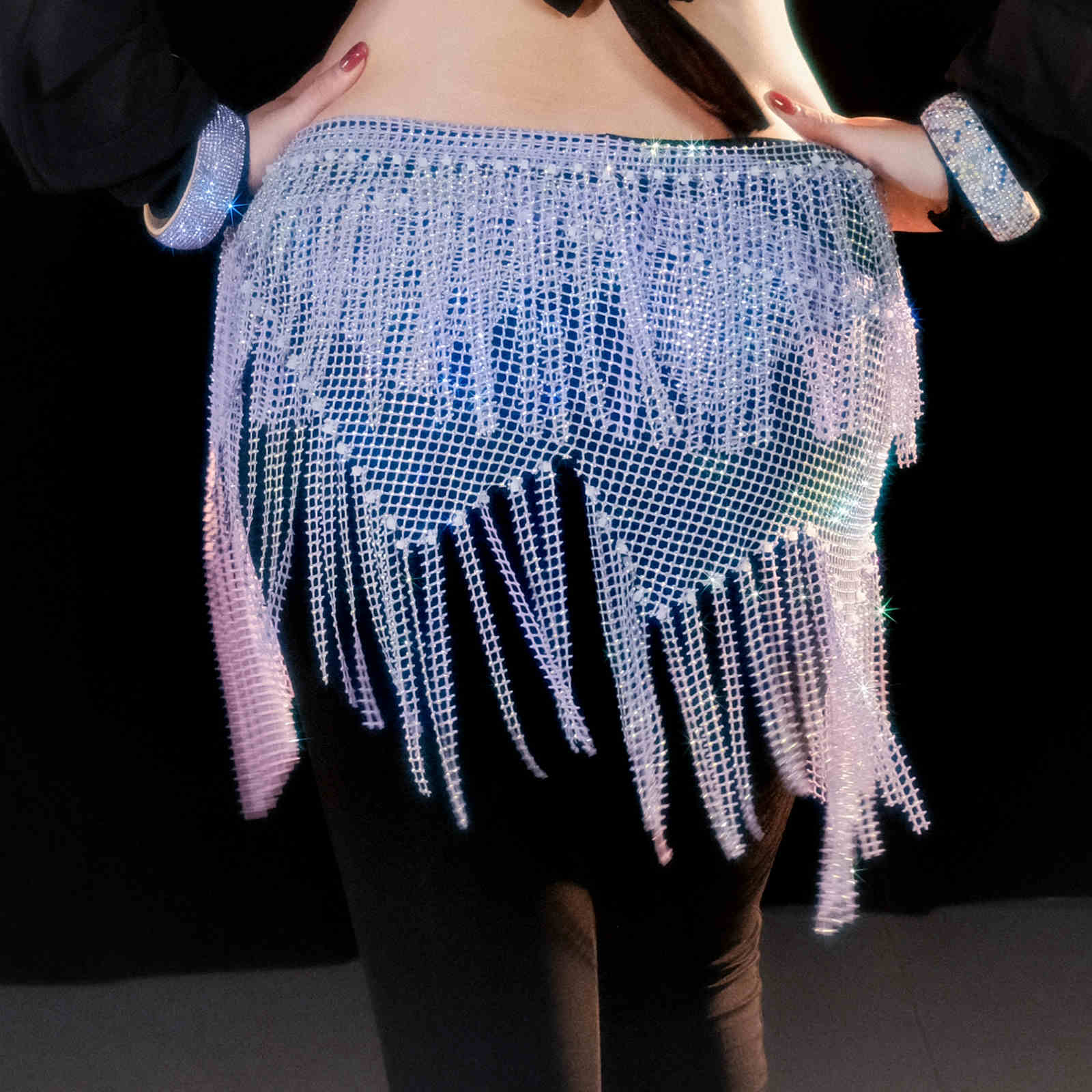 Handmade belly dance hip scarf belt with tassels Y1029